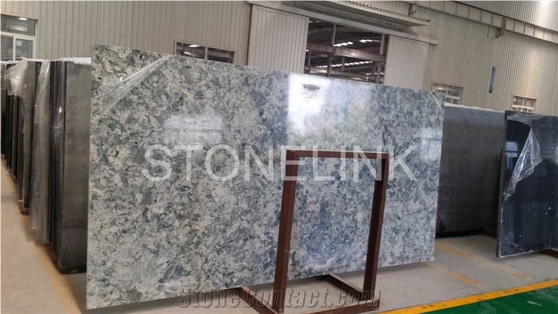Slqu-090,Sea Wave Blue Artificial Stone Tile,Slab