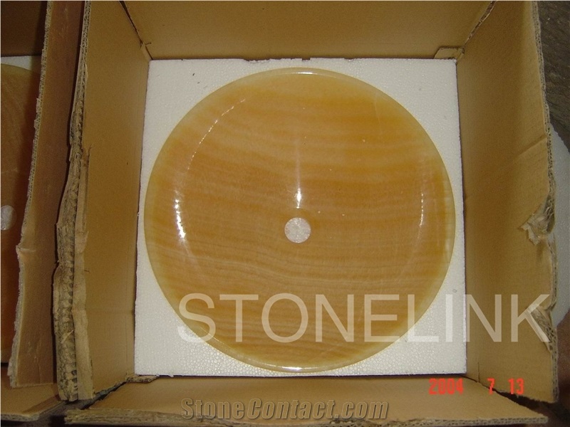 Slsi-002, Onyx Basin, Yellow Onyx, Countertop Acessaries,Wooden Vein Basin