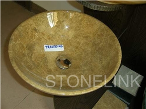 Slsi-004, Travertine Basin, Brown Basin, Countertop Acessaries, Beige Brown Travertine Sinks & Basins