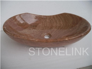 Slsi-020, Brown Travertine Basin, Ship Shape Basin, Countertop Basin
