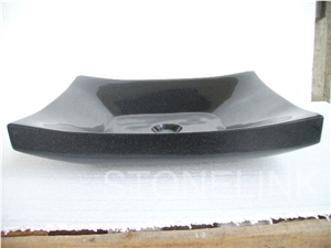 Slsi-026, Mongolia Black Basalt Square Basin, Countertop Basin