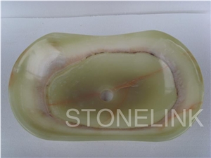Slsi-031, Light Green Onyx Ship Shape Basin, Countertop Basin, Wash Basin, Damghan Green Onyx Sinks & Basins