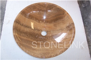 Slsi-043, Yellow Travertine Round Basin, Yellow Marble Basin,Countertop Basin, Madera Oro Yellow Travertine Sinks & Basins