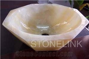 Slsi-045, Beige Onyx Hexagon Basin,Countertop Basin, Blonde Beige Onyx Sinks & Basins