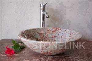 Slsi-049, Red Vein Round Basin, Countertop Basin