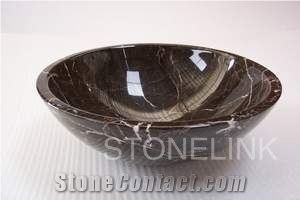 Slsi-051, Portoro Gold Marble Round Basin, Saint Laurent Marble Round Basin, Wash Basin,Black and Gold Marble Basin