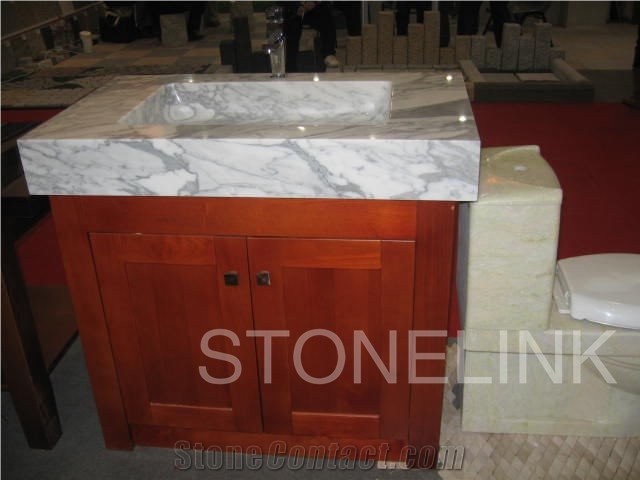 Slsi-059, Bianco Cararra Rectangle Basin, Arabescato Countertop Basin, Countertop Basin, Arabescato Collettino White Marble Sinks & Basins