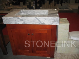 Slsi-059, Bianco Cararra Rectangle Basin, Arabescato Countertop Basin, Countertop Basin, Arabescato Collettino White Marble Sinks & Basins
