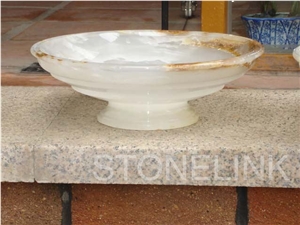 Slsi-065, White and Gold Onyx Basin, Countertop Basin, Persian Snow White Onyx Sinks & Basins