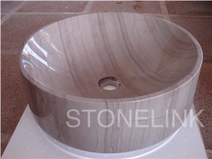 Slsi-071, Grey Marble Round Basin, River Vein Marble Basin Bath Top Basin