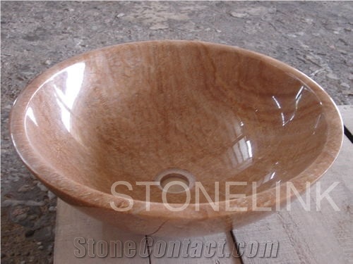 Slsi-087, Brown Marble Round Sinks & Basins, Countertop Basin