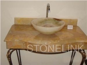 Slsi-096, Light Green Onyx Round Basin, Countertop Basin