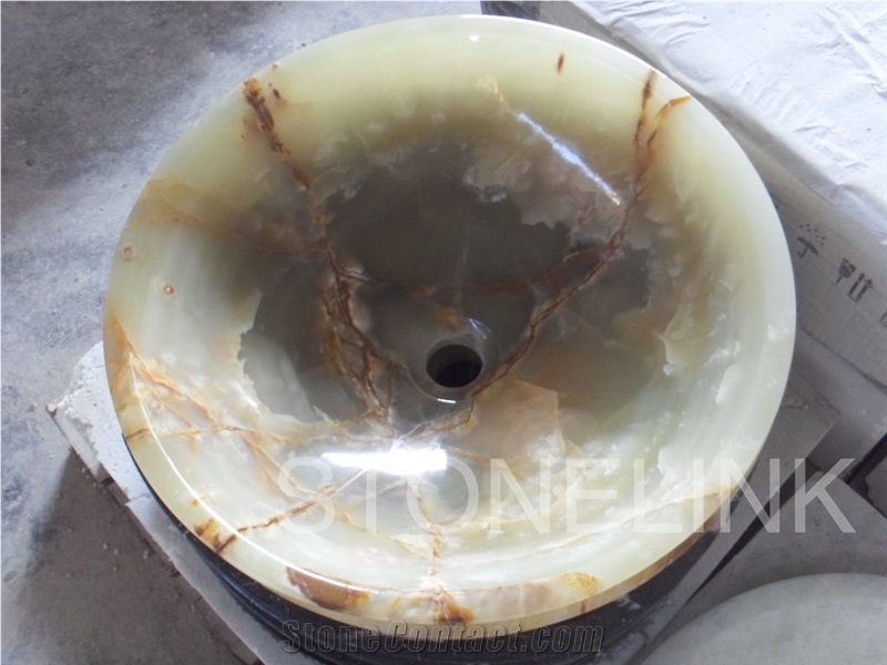Slsi-110, Green Jade Onyx Round Basin, Green Jade Wash Bowl, Countertop Bowl
