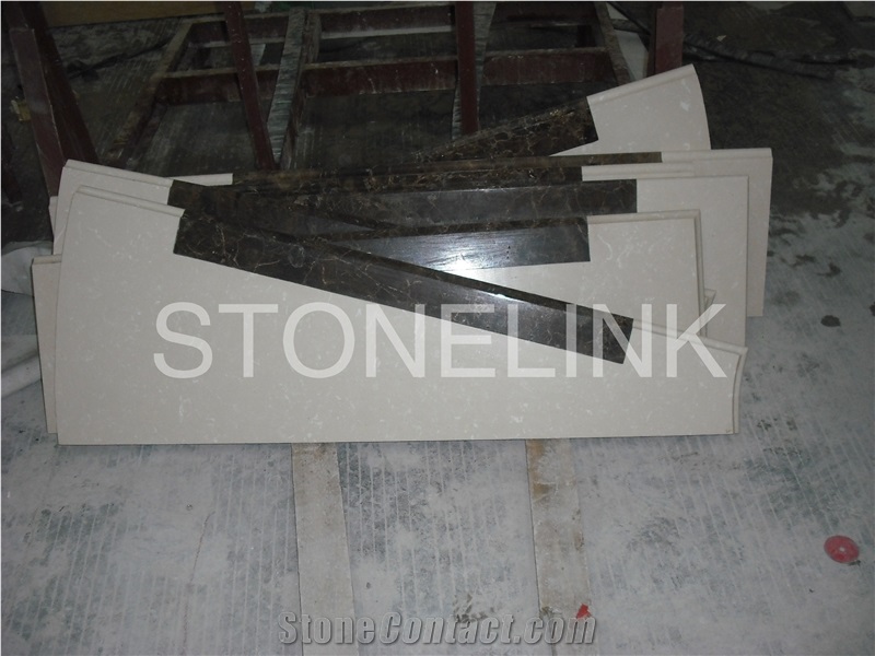 Slst-013, Cream Marfil Step, Beige Marble Step, Marble Step, Polished Finish
