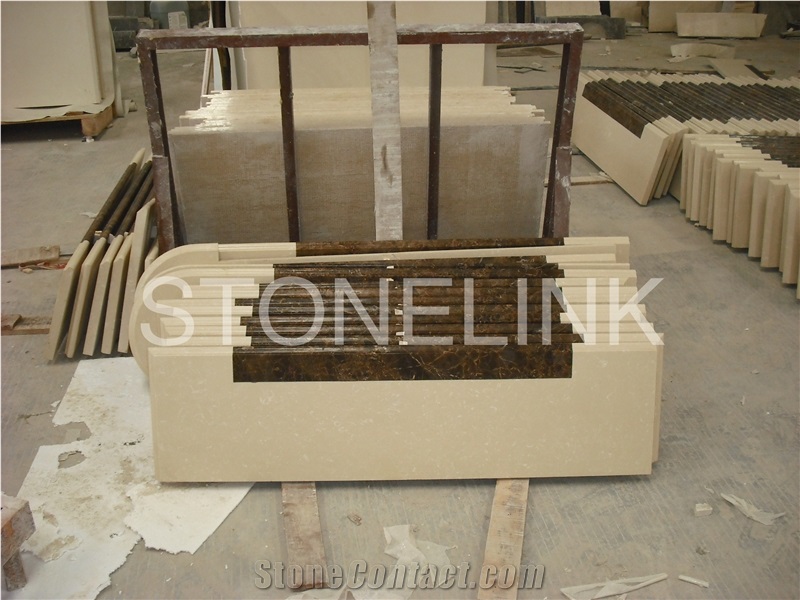 Slst-013, Cream Marfil Step, Beige Marble Step, Marble Step, Polished Finish