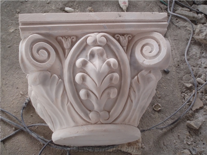 Slst-033, Beige Limestone Column Base, Roman Column Base, China Beige Limestone Roman Columns