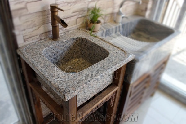 Xili Red Washing Tops & Basin Wt Vanity Cabinet, Pink Granite Sinks & Basins