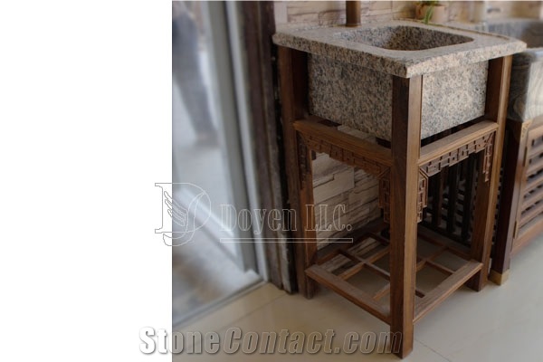 Xili Red Washing Tops & Basin Wt Vanity Cabinet, Pink Granite Sinks & Basins