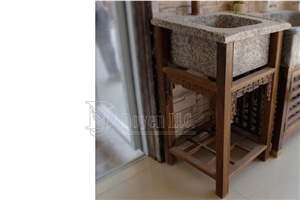 Xili Red Washing Tops & Basin Wt Vanity Cabinet, Pink Granite Sinks & Basins
