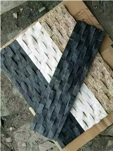 Yellow White Black Greeen Quartzite Wave Culture Stone Wall Cladding Panel