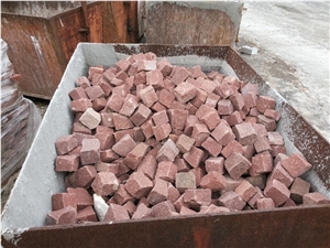 Kirchevo Sandstone Cobble Stone, Red Sandstone Cube Stone & Pavers