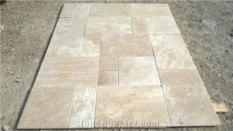 Classic Beige Travertine Tumbled Pattern Set