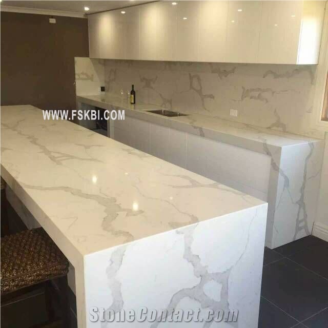 High Craftsmanship Calacatta Pattern Quartz Stone Kitchen Countertop