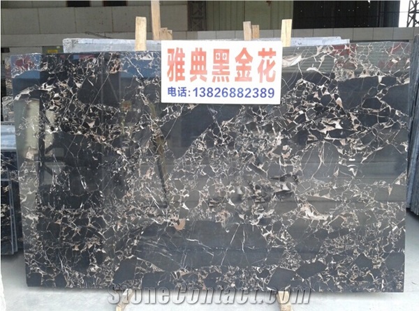 Nero Portoro Marble Slabs & Tiles, China Portoro Black Marble, Athens Golden Black Marble , Chinese Nero Portoro Marble,Montmartre Marble