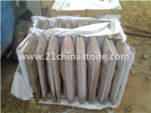 Blocks Stock-Beige Mushroom Stone/ G682 Padang Giallo Granite/ Rust Yellow Granite Mushroom Stone Split Face for Wall Cladding