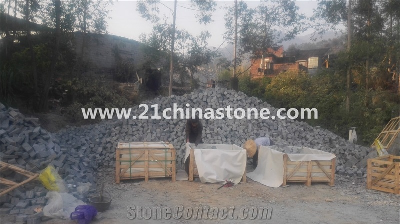 G603 Granite Cube Stone/Bianco Crystal Grey Granite Cobble Stone Pavers Stepping
