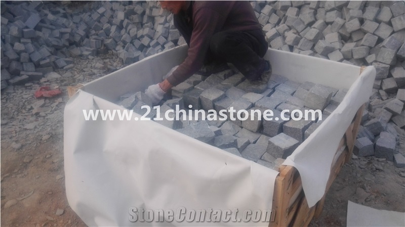 G603 Granite Cube Stone/Bianco Crystal Grey Granite Cobble Stone Pavers Stepping