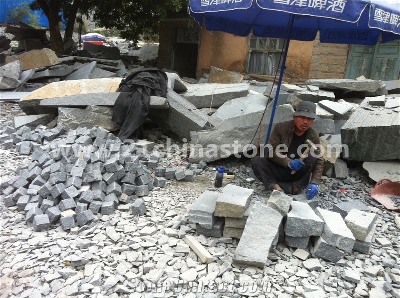 Own Factory-G654 Sesame Grey Granite Cube Stone/Exterior Stone,China Impala Black Granite Cobble Stone Road Pavers