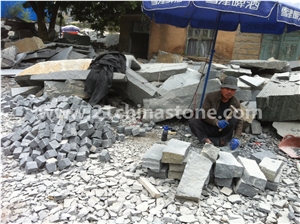 Own Factory-G654 Sesame Grey Granite Cube Stone/Exterior Stone,China Impala Black Granite Cobble Stone Road Pavers