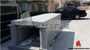 Grey Granite Single Crypt Mausoleum with Round Columns