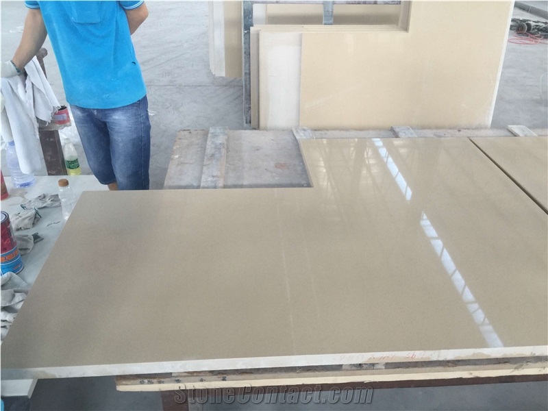 Beige Quartz Stone Countertop, Beige Quartz Stone Vanity Top