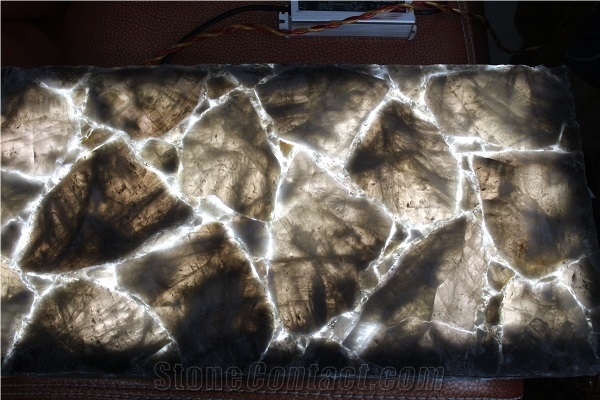 China Smoking Color Quartz Smoking Color Natural Crystal Semi Precious Gemstone Slab Tile Paver Cover Flooring