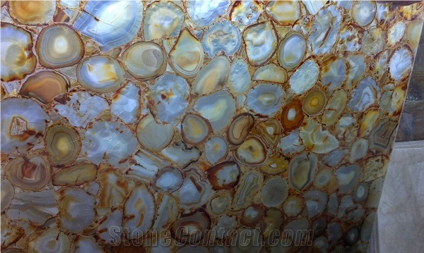 China Yellow Silk Agate Semi Precious Gemstone Slab Tile Paver Cover Flooring