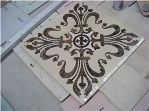 Dark Emperador+Cream Marfil Marble Waterjet Polished Medallions