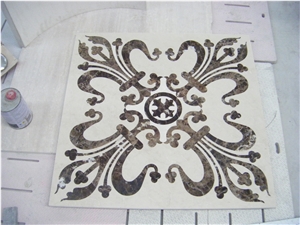 Dark Emperador+Cream Marfil Marble Waterjet Polished Medallions