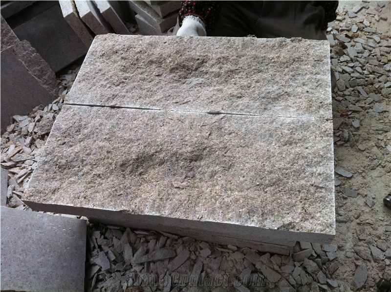 G682 Beige Light Yellow Granite Mushroom Surface Wall Stone