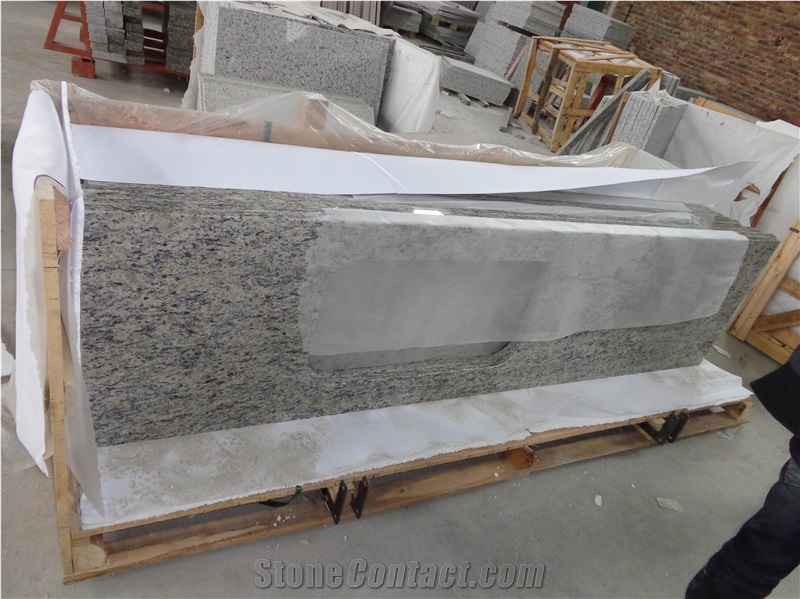 Giallo Sf Real White Granite Countertops/Bar Top/Worktop/Island Top, Polished Yellow Granite Kitchen Countertops