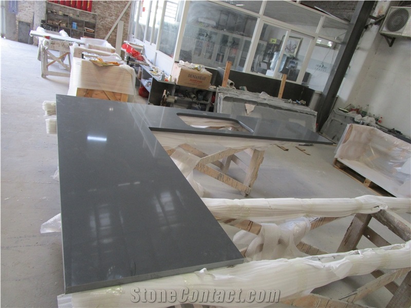 Grey Quartz Stone Kitchen Countertop