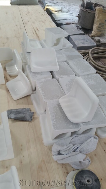 White Engineered Stone Quartz Stone Square Soap Dish