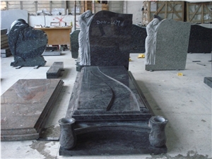 Black Granite Angle Tombstone Designs, Hot Sale Natural Stone Statue Tombstone with Angle