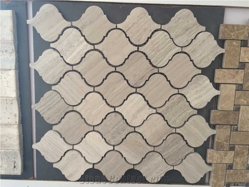 Chenille White Limestone Mosaic, Chenille White Mosaic Design