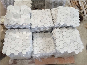 Chenille White Limestone Mosaic,Chinese Cheap White Wooden Limestone Hexagon Mosaic, Chenille White Floor/Wall Silver Screen Mosaic