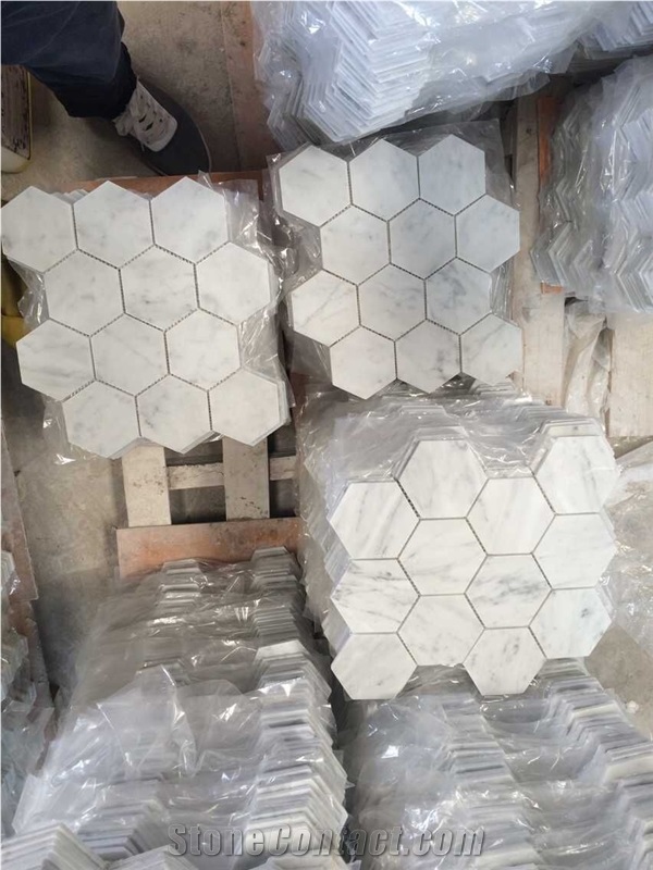 Chenille White Limestone Mosaic,Chinese Cheap White Wooden Limestone Hexagon Mosaic, Chenille White Floor/Wall Silver Screen Mosaic
