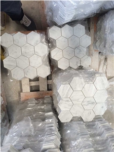 Chenille White Limestone Mosaic,Chinese Cheap White Wooden Limestone Hexagon Mosaic, Chenille White Floor/Wall Silver Screen Mosaic