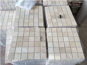 Chenille White Limestone Mosaic, Silver Screen Square Mosaic Tiles