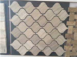 Chenille White Limestone Mosaic, Silver Screen Square Mosaic Tiles